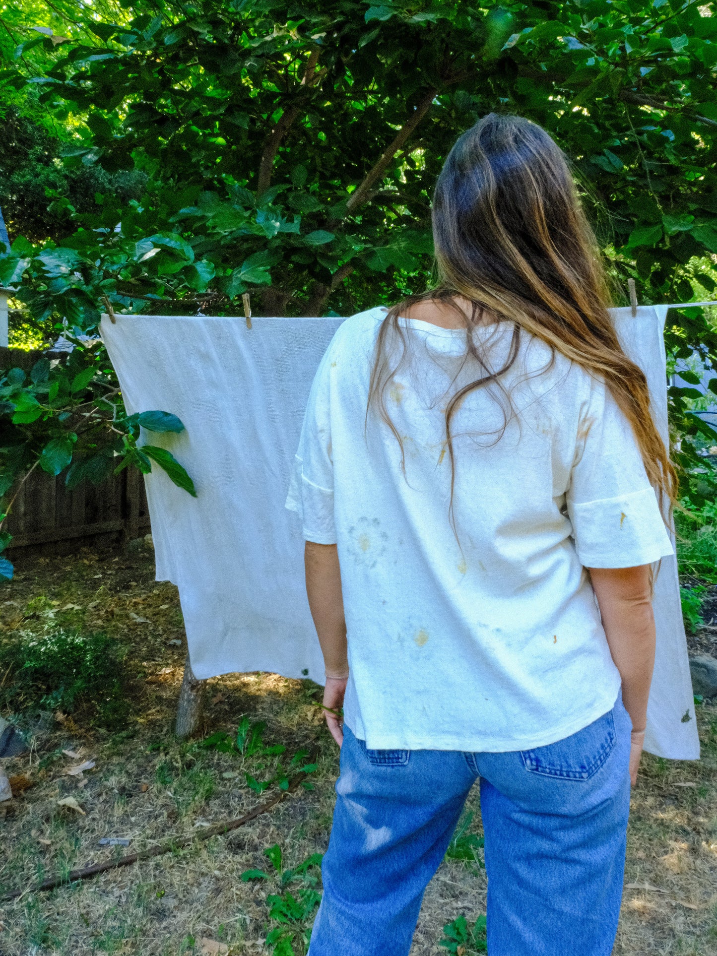 Pointelle Organic Cotton Eco-Printed Tee