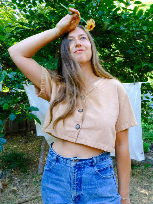 Cutch Tortoise Button Crop