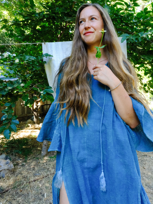 Indigo Cotton Gauze Flowey Dress