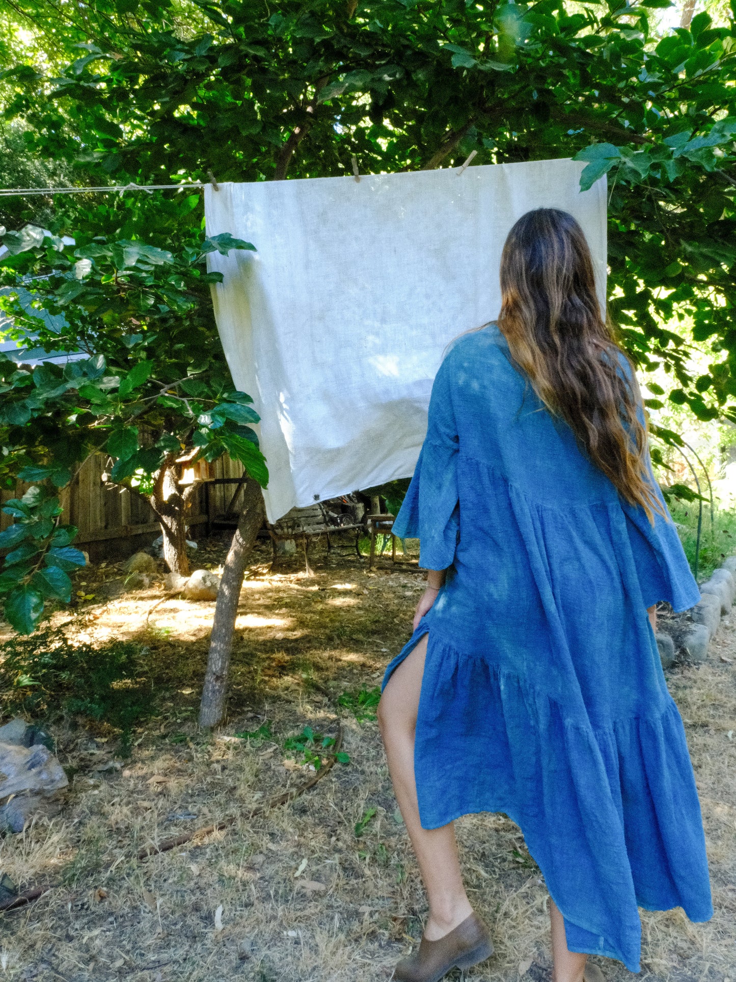 Indigo Cotton Gauze Flowey Dress