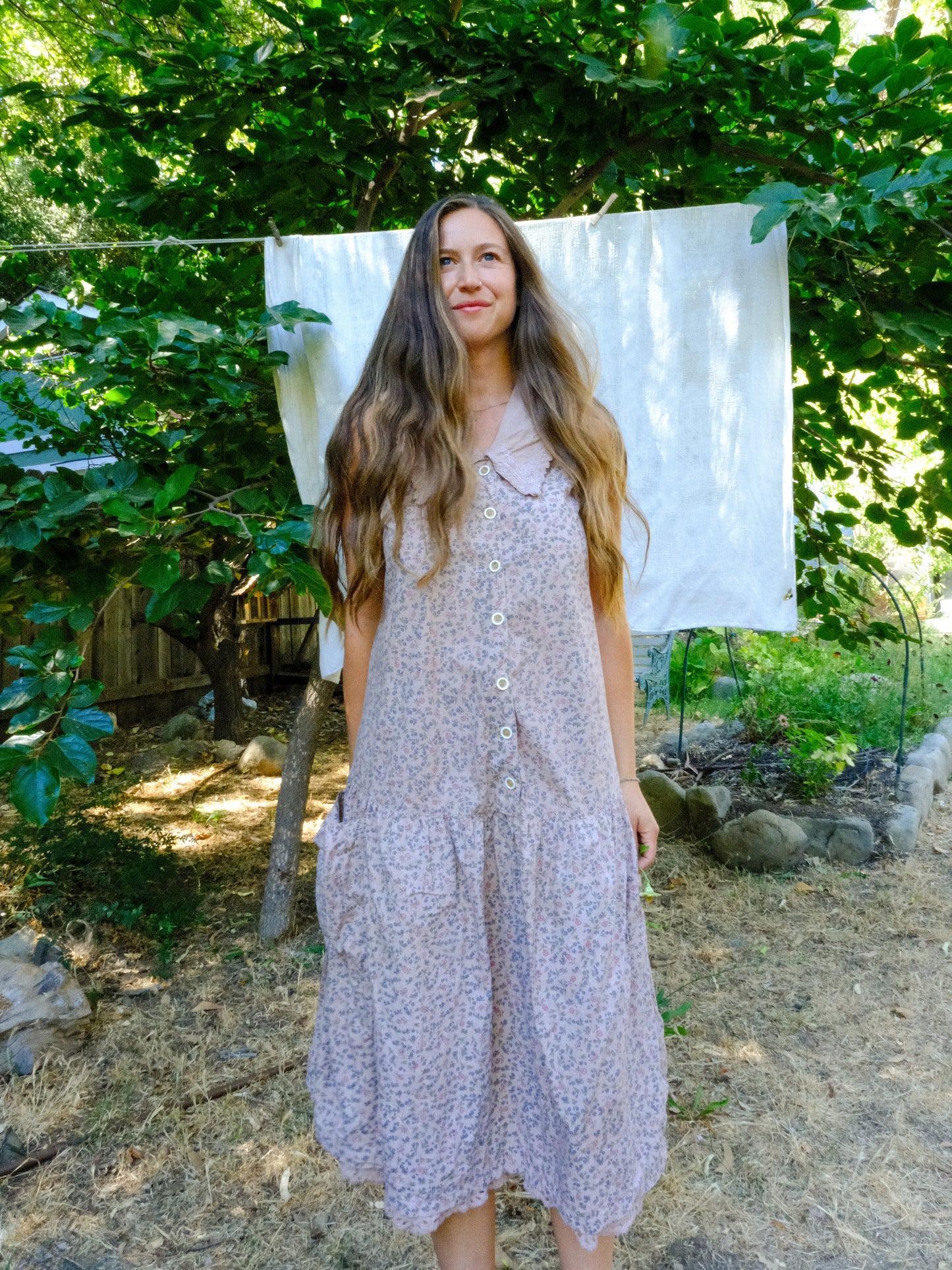 Cutch & Logwood Floral Collared Ruffle Dress