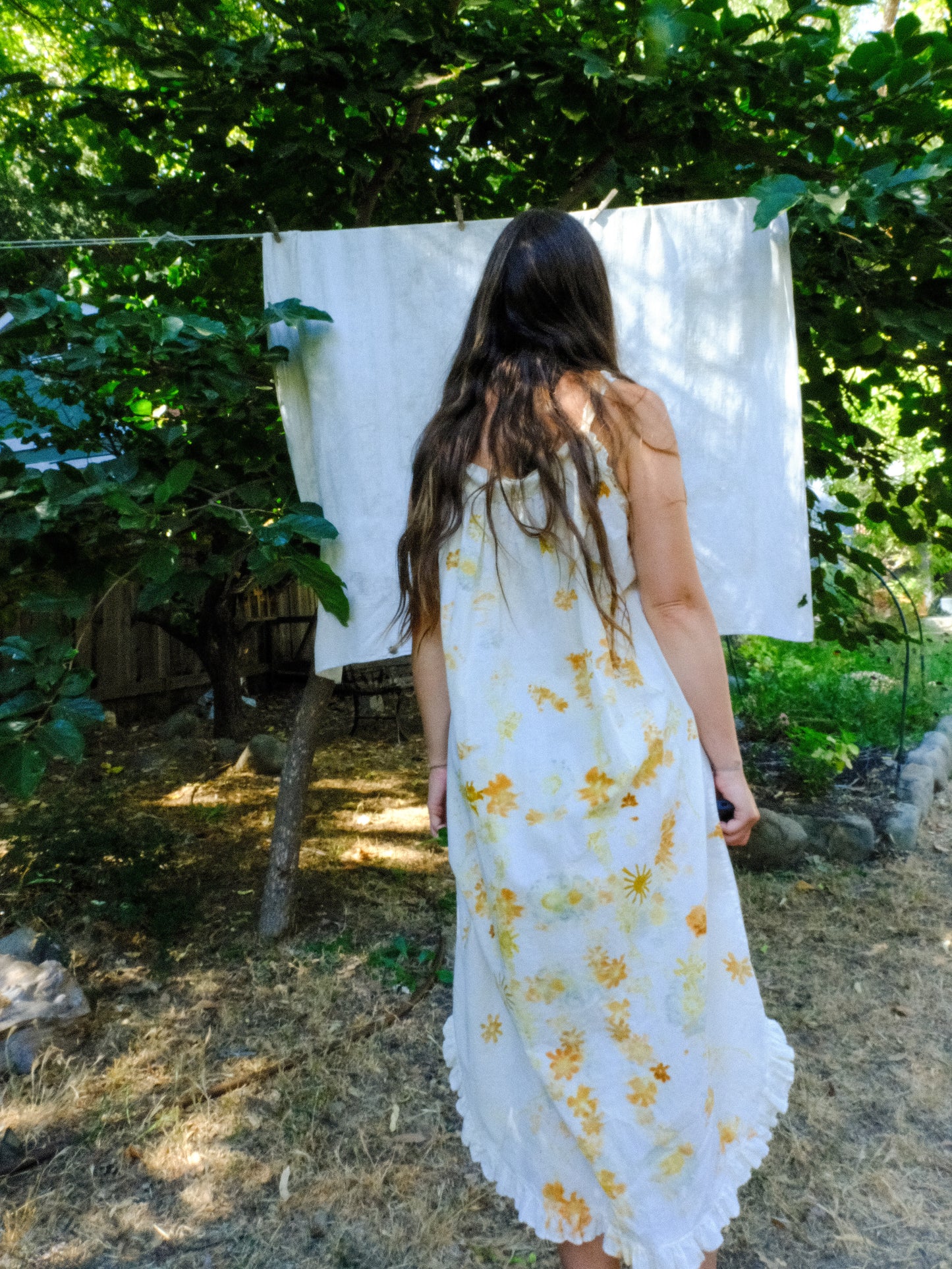 Eco-printed Lace Ruffle Stappy Dress