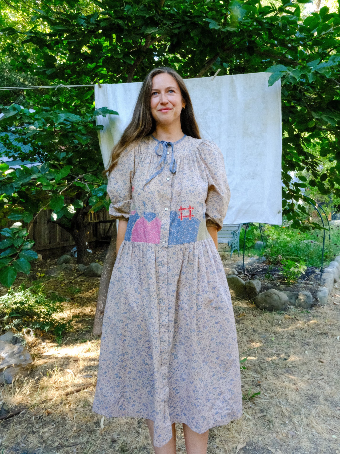 Cutch Mushroom Embroidered Drop Waist Dress