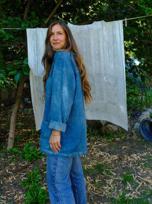Indigo 100% Linen Oversized Tunic
