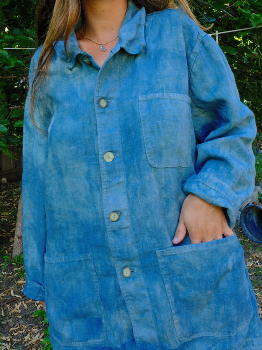 Indigo 100% Linen Oversized Jacket