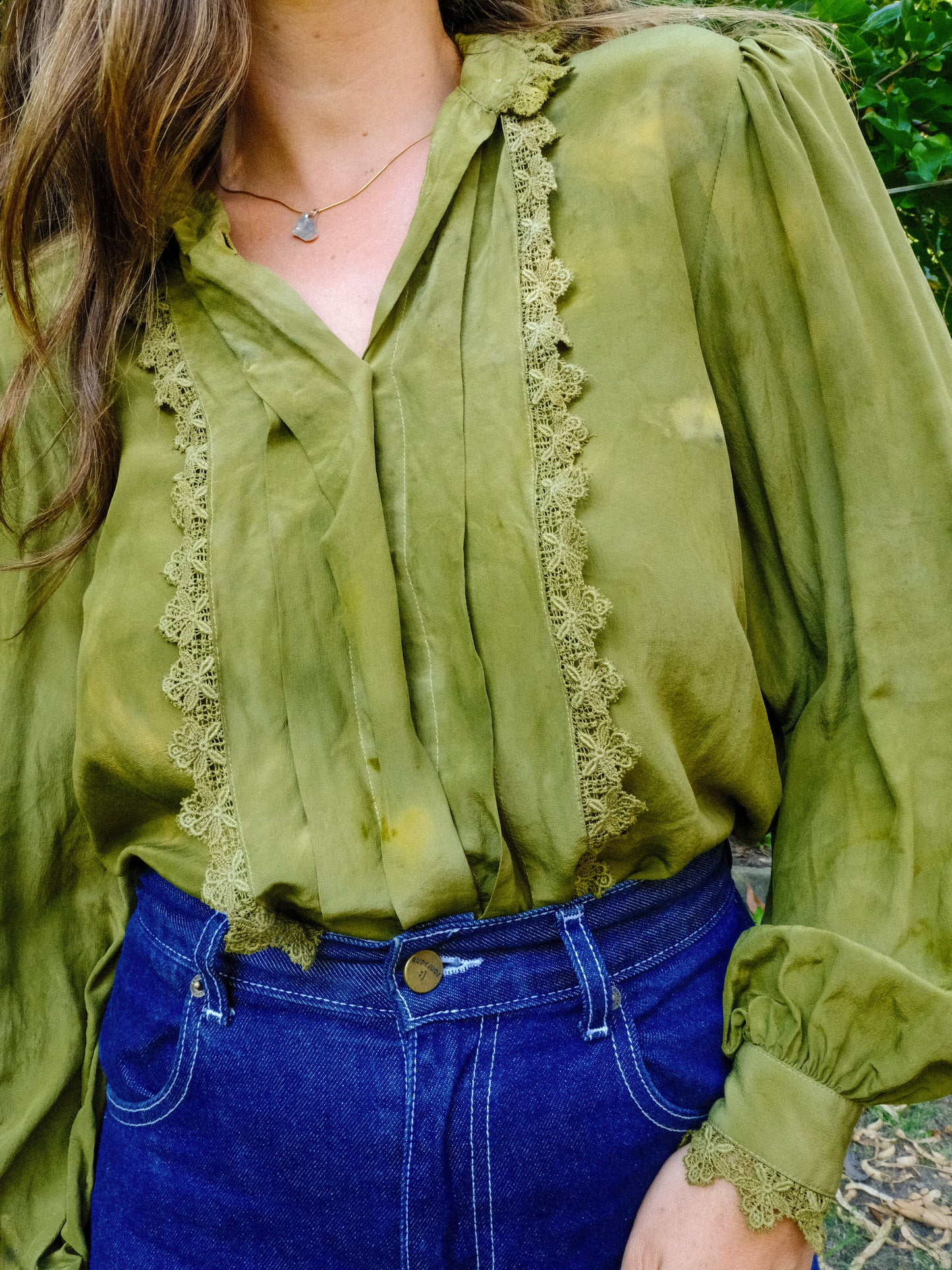 Marigold & Iron Silk Puff Shoulder Blouse