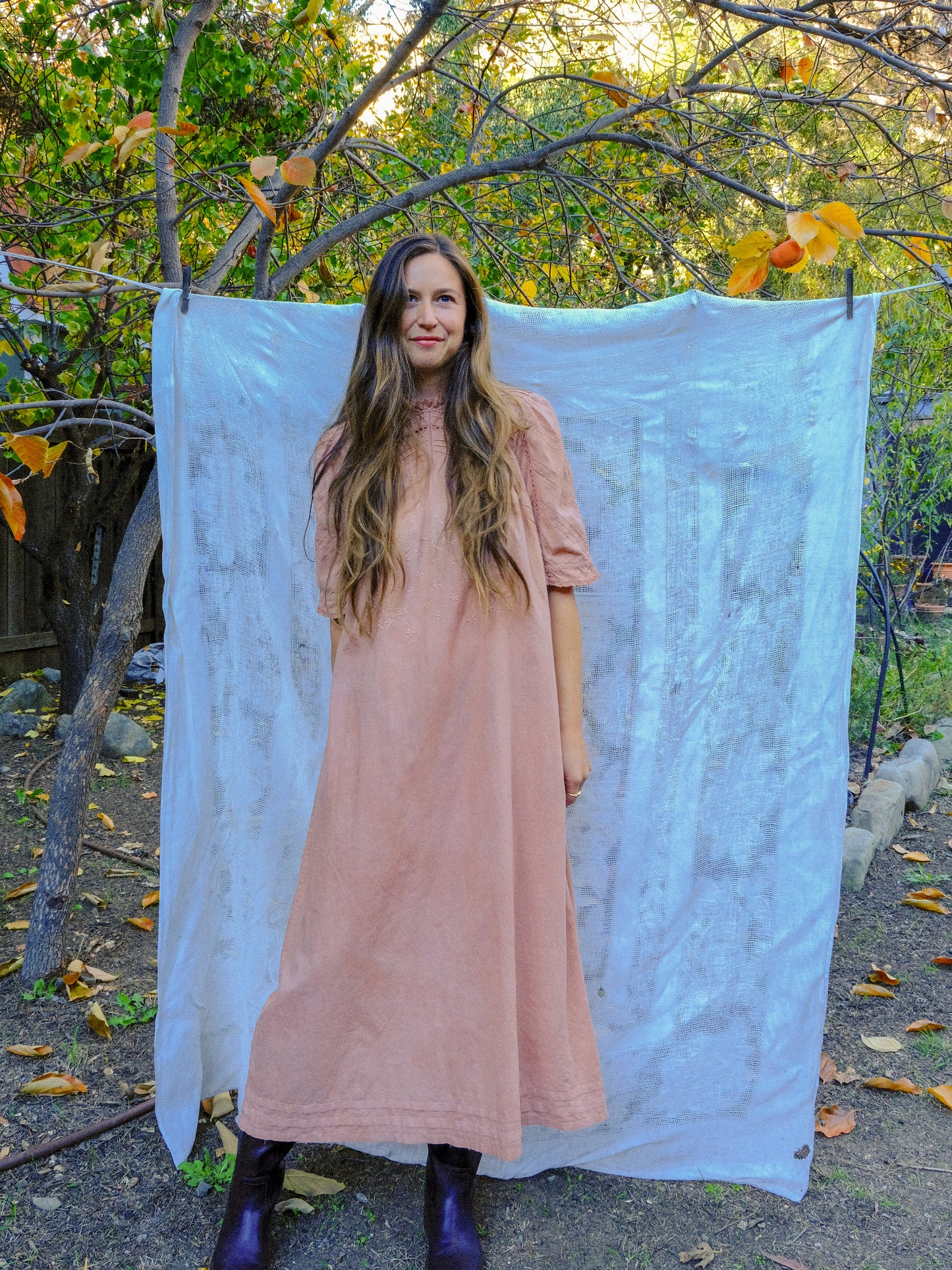 Cutch Pleated Embroidered Yoke Dress