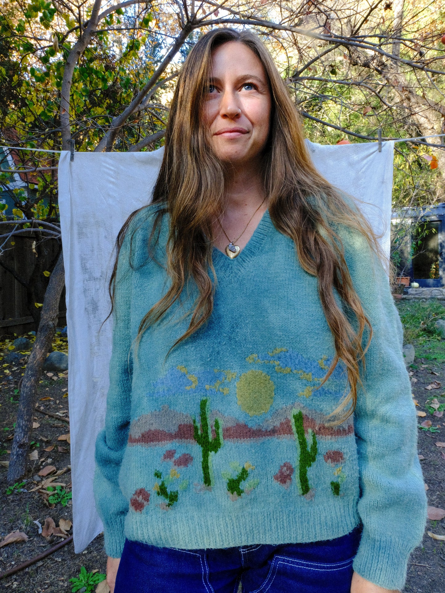 Indigo Western Landscape Sweater