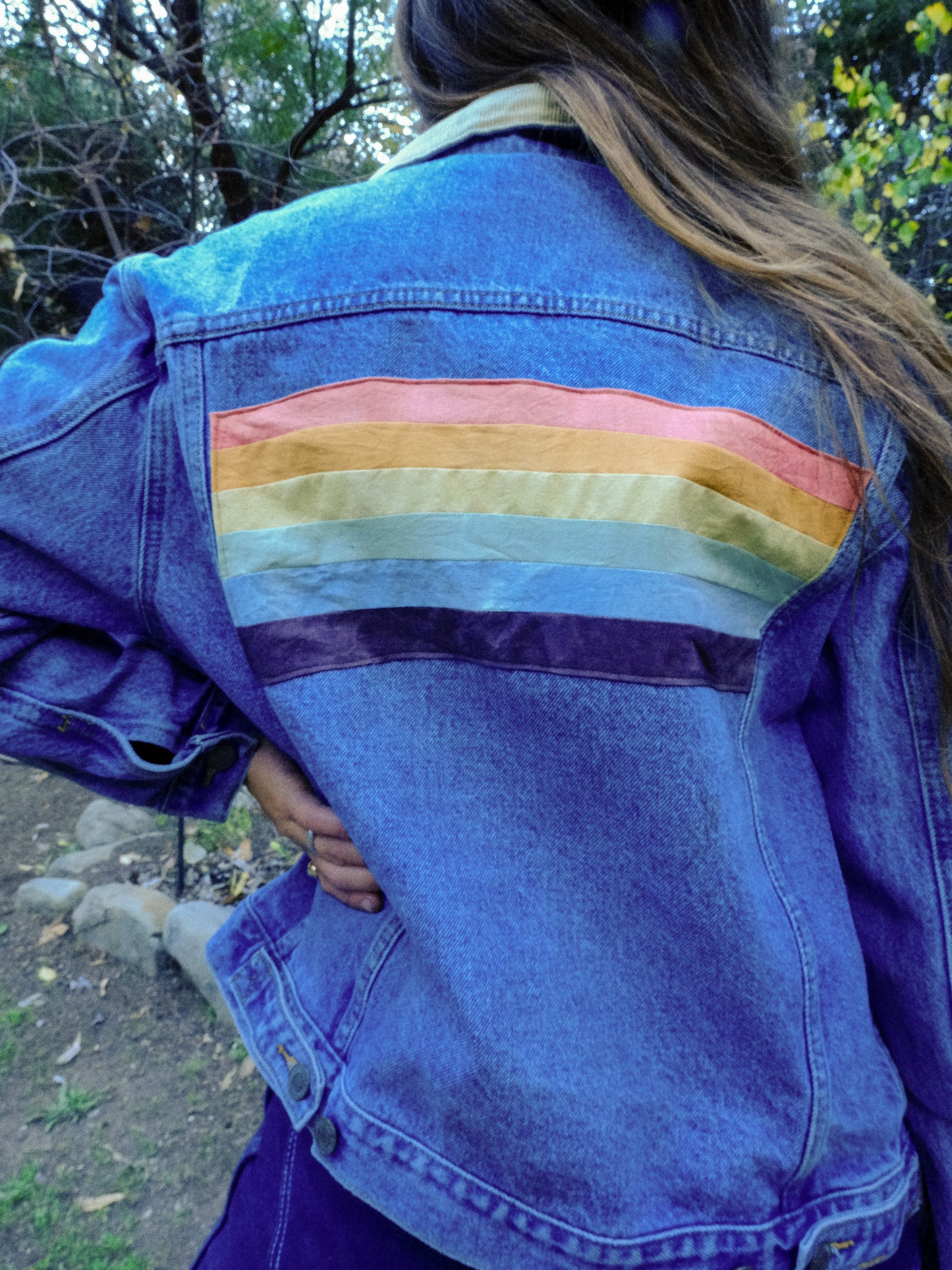 Rainbow Plant Dye Patch Denim Jacket
