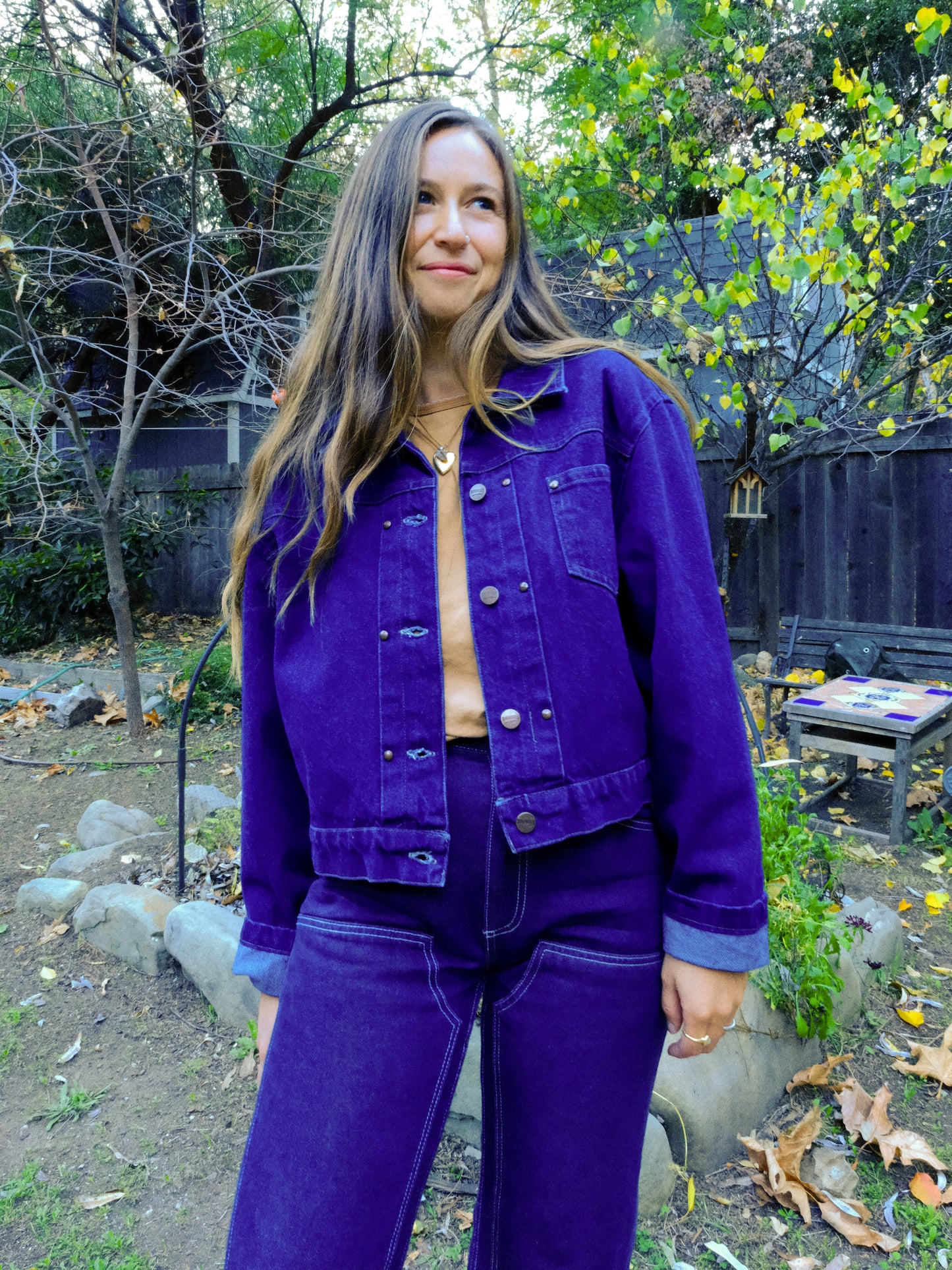 Plant Dyed Moutainscape Patch Denim Jacket