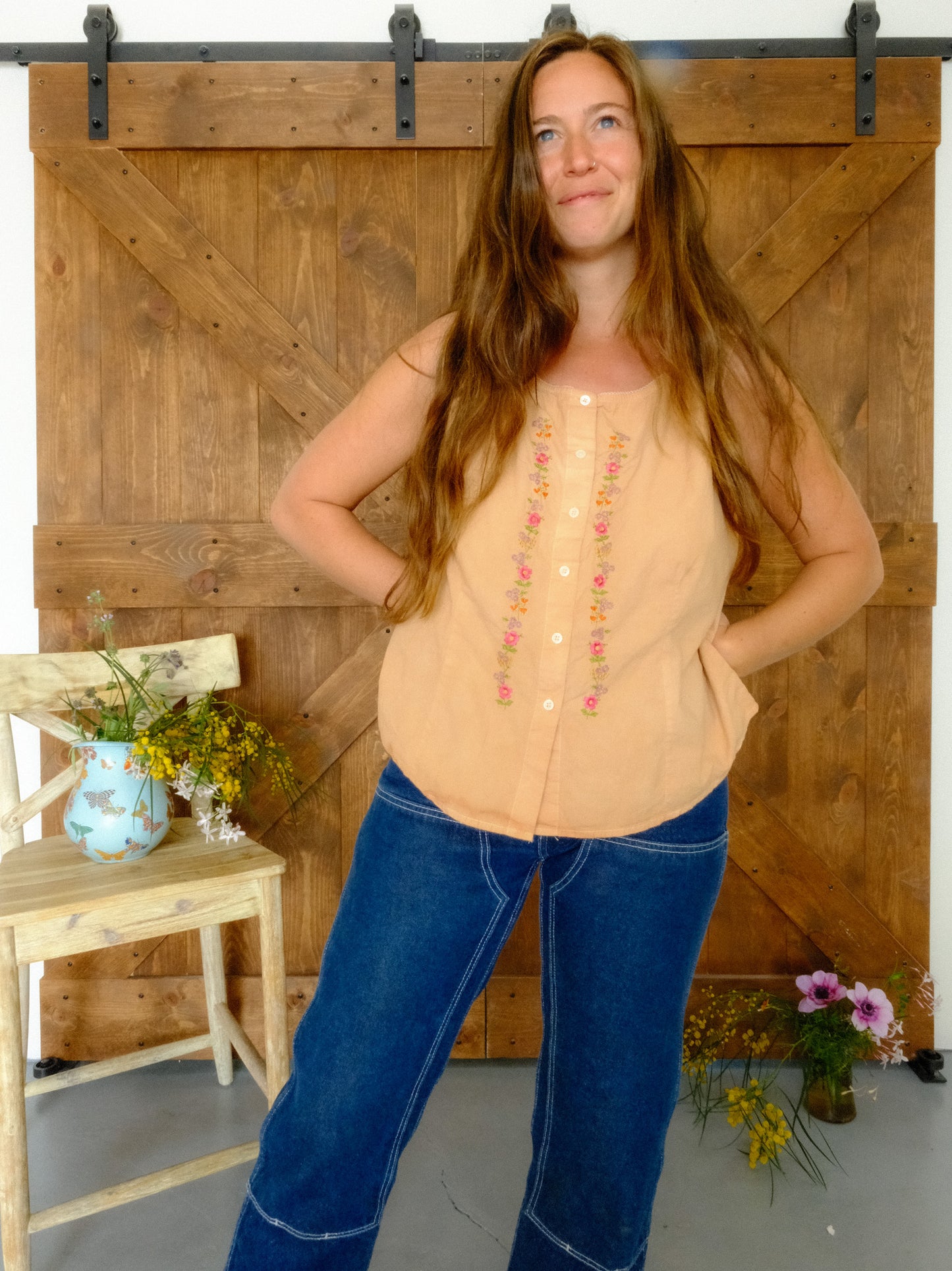 Cutch Floral Embroidered Tank