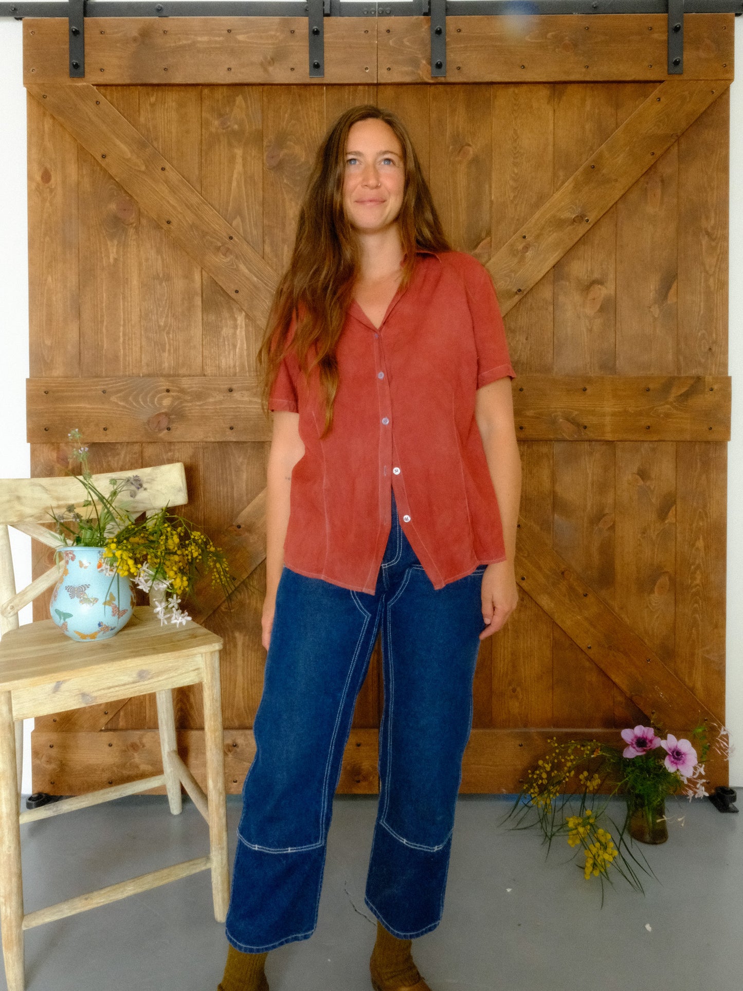 Madder Silk Collared Blouse