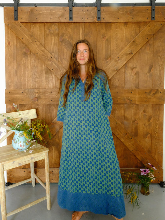 Indigo April Cornell Block Print Maxi Dress