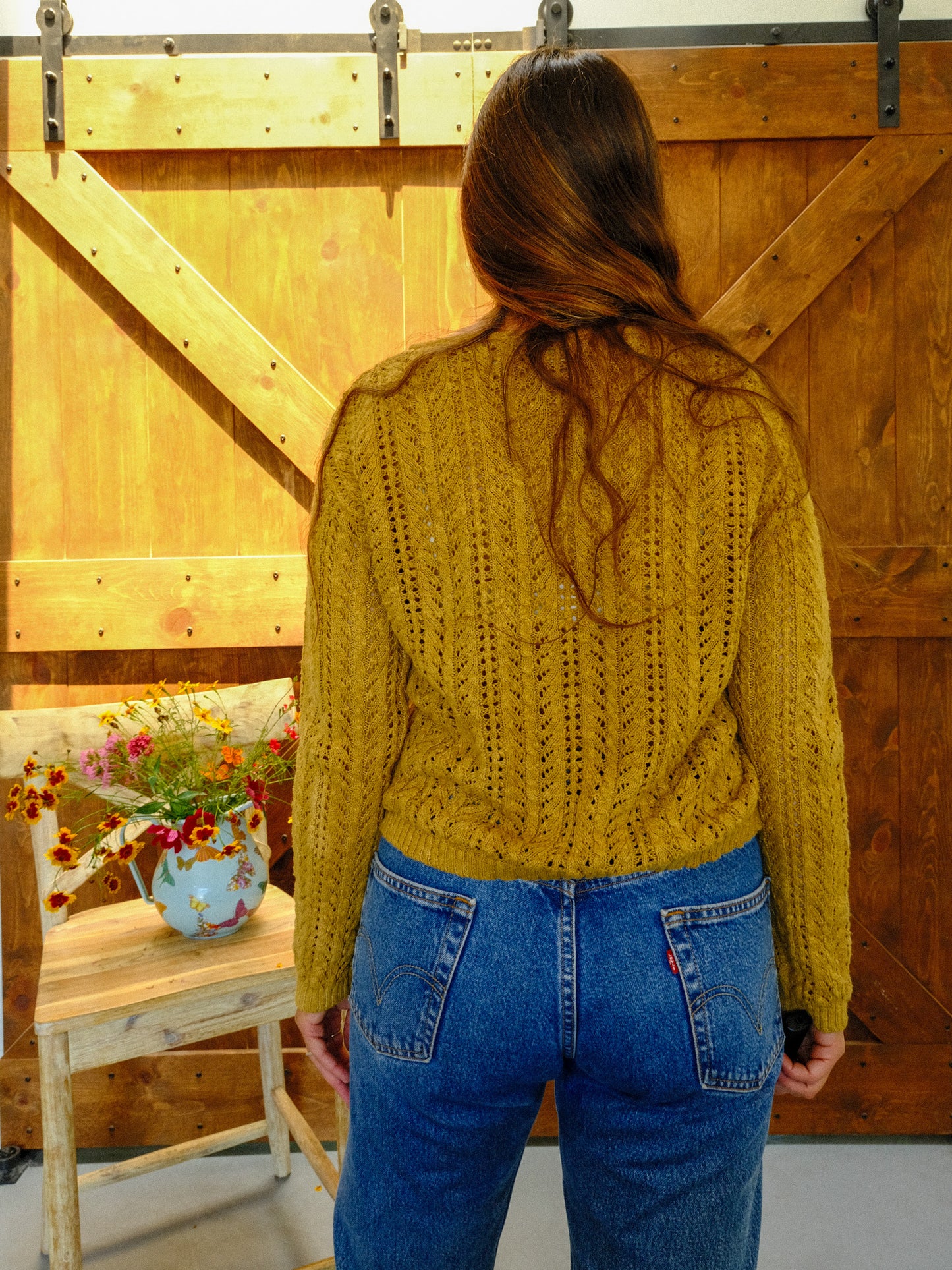 Marigold Cotton Linen Eyelet Sweater