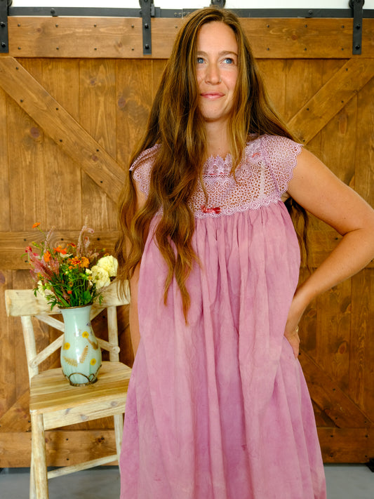 Lac & Brazilwood Lace Yoke Dress