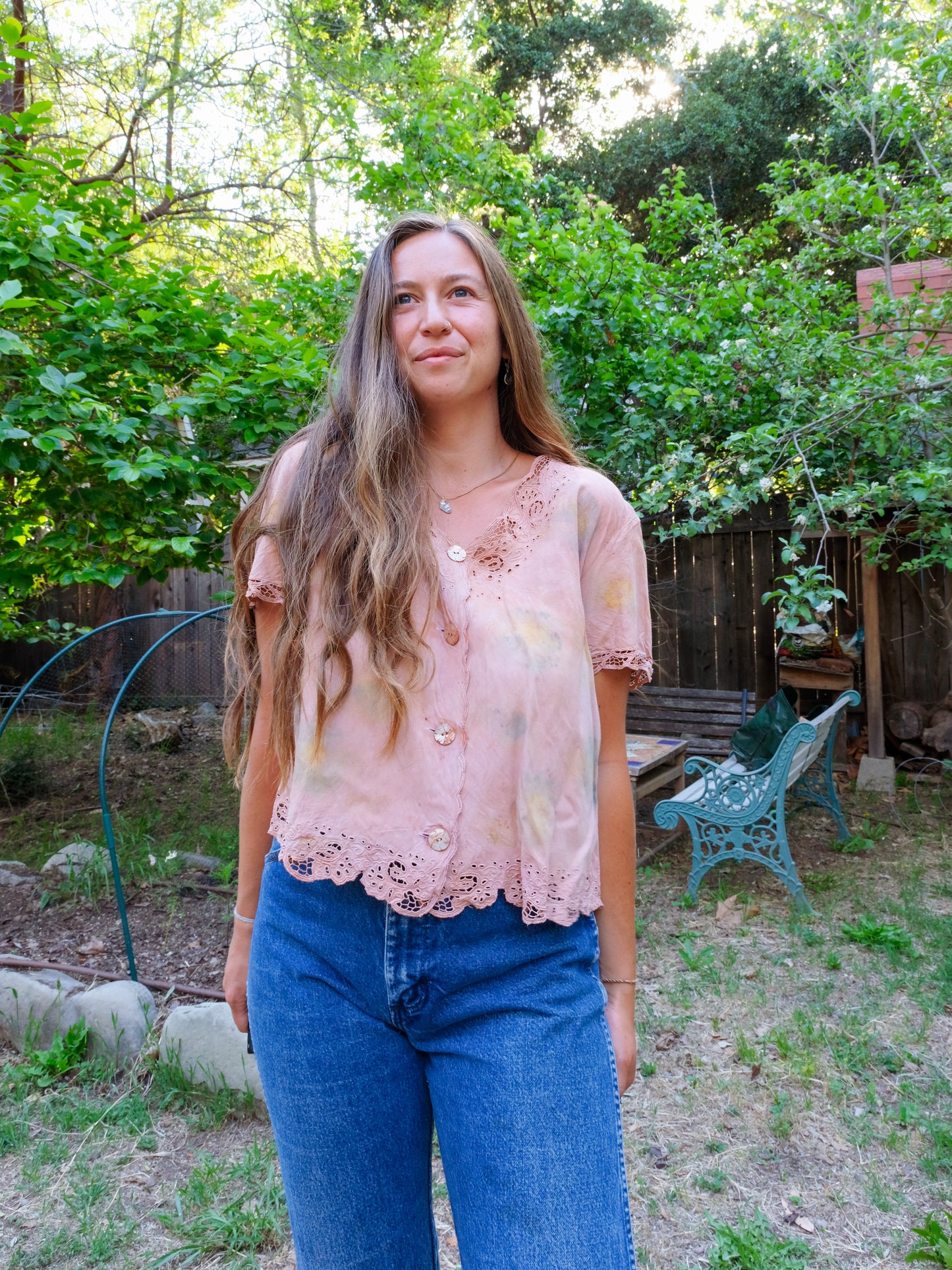 Lac Eco-printed Embroidered Blouse