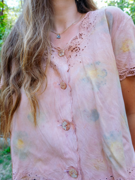 Lac Eco-printed Embroidered Blouse