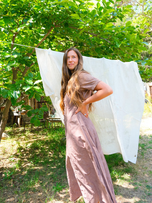 Logwood & Cutch Fitted Scalloped Edge Maxi Dress