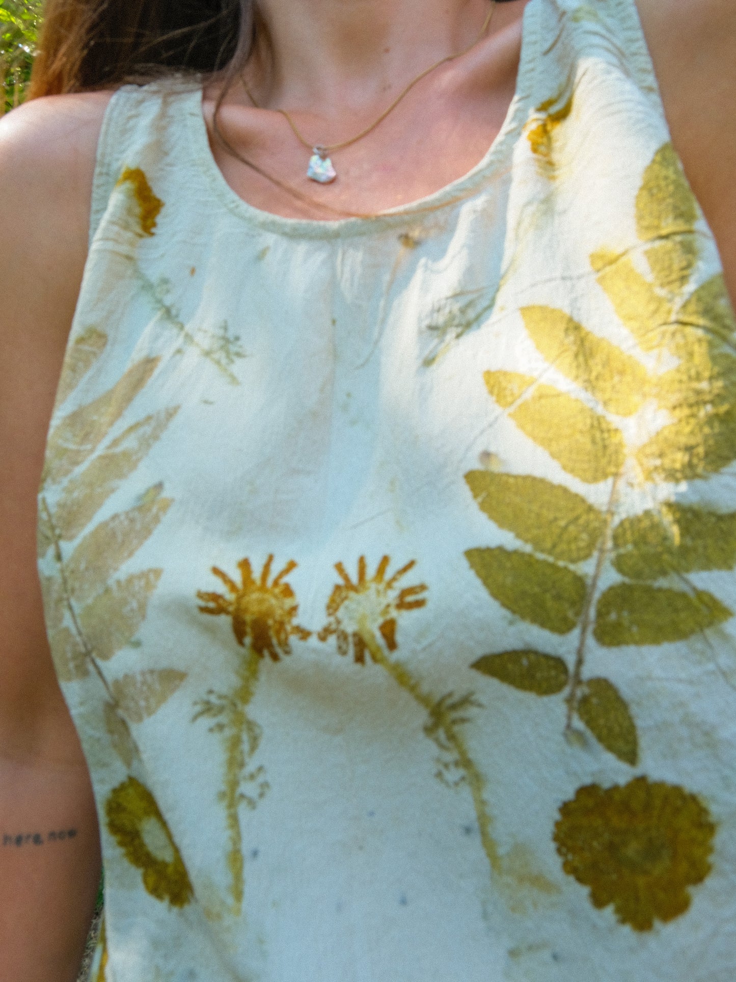 Silk Eco-printed Crinkle Tank Top