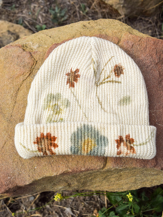 Flower Hammered Beanie- garden flowers 1