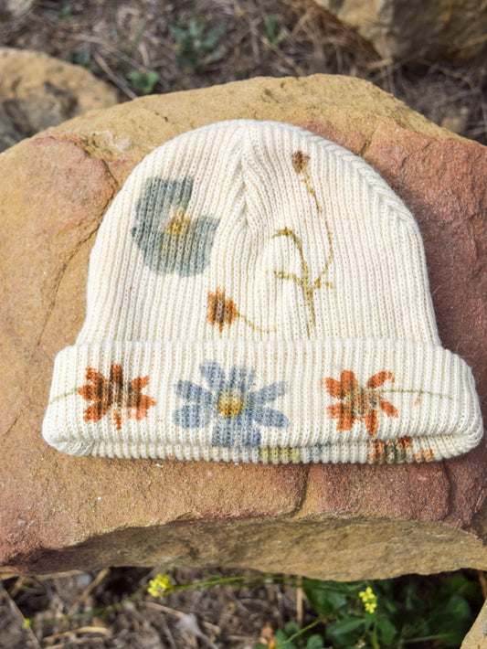 Flower Hammered Beanie- garden flowers 2