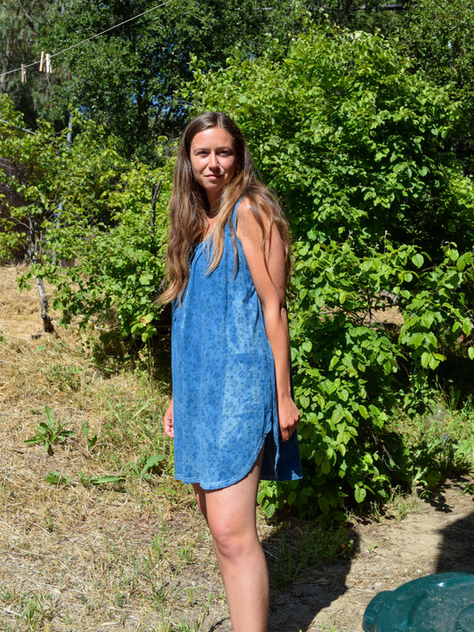 Indigo Floral Knit Mini Dress