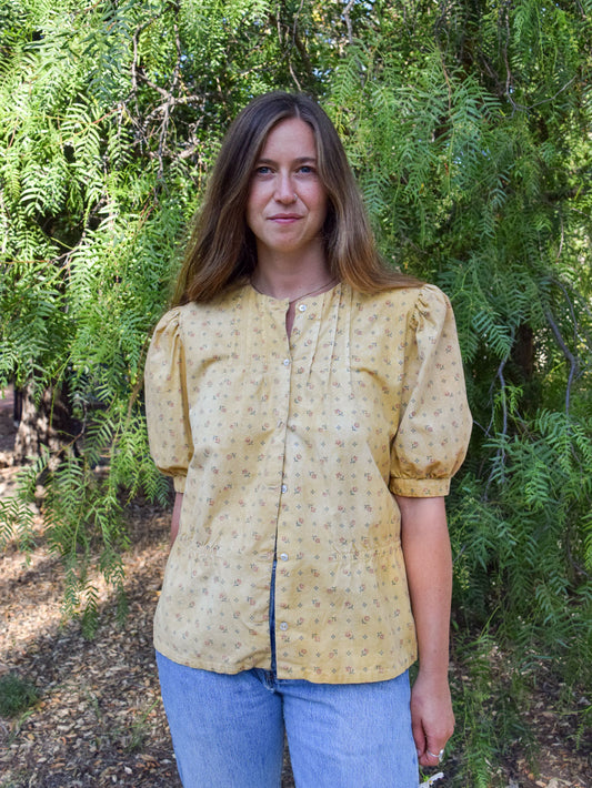 Marigold & Chesnut Floral Puff Sleeve Blouse