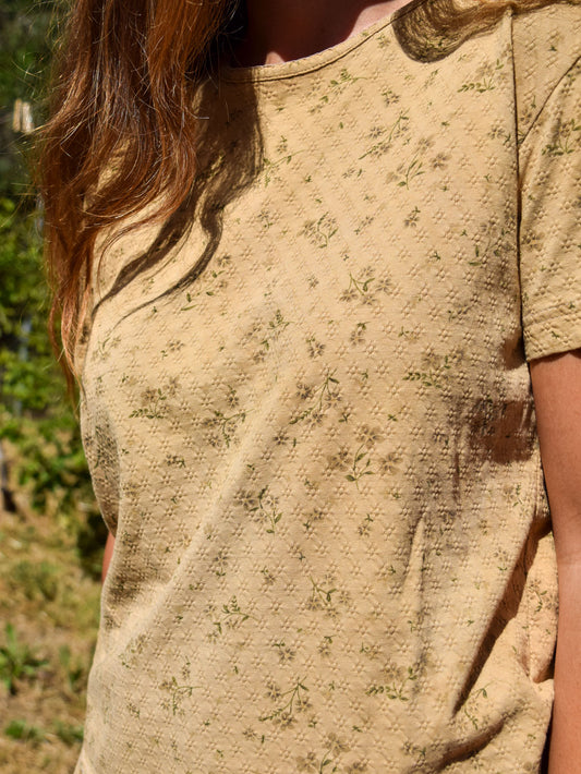 Chesntut Floral Pointelle Knit Tee