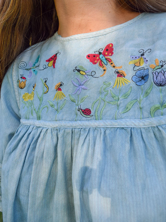 Indigo Embroidered Day Dress