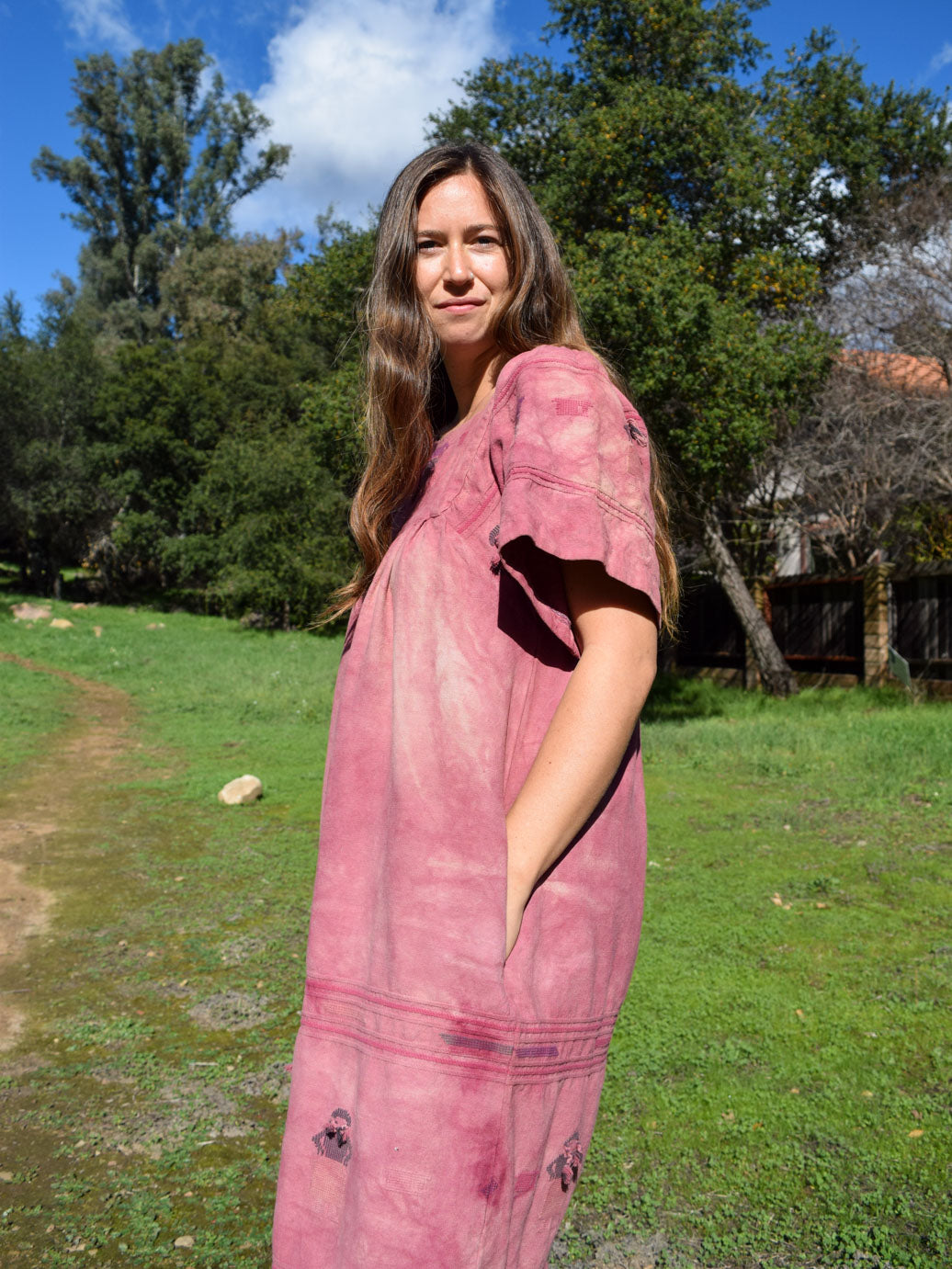 Lac Embroidered Square Neck Dress