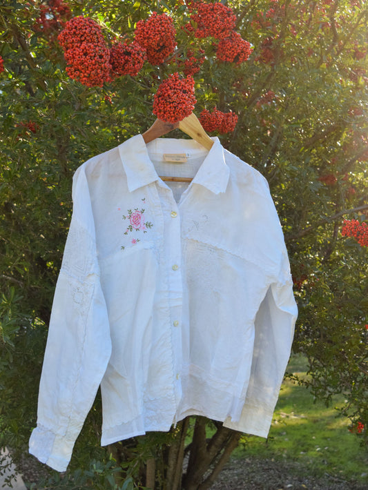 Marigold & Chesnut Embroidered Patch Blouse