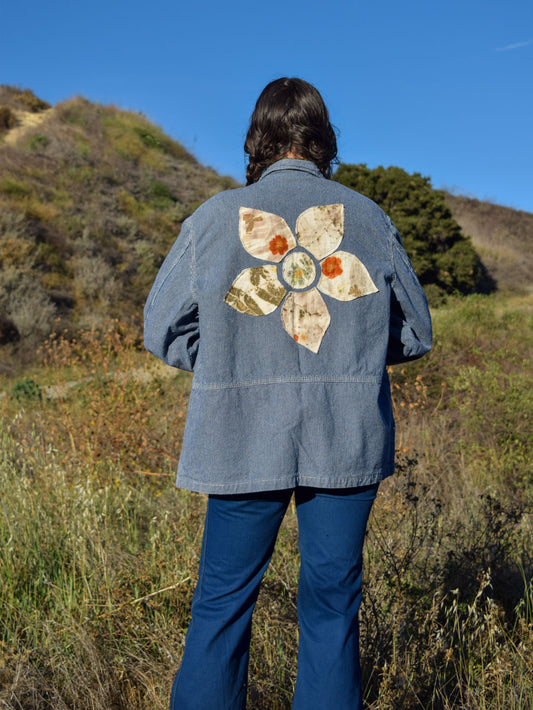 Lee Railroad Stripe Jacket with Eco-printed Hand Sewn Flower