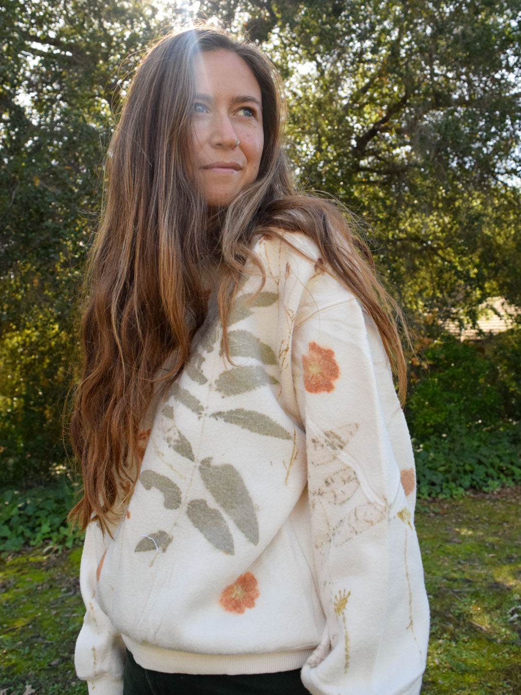 Eco-printed Fleece Sweatshirt