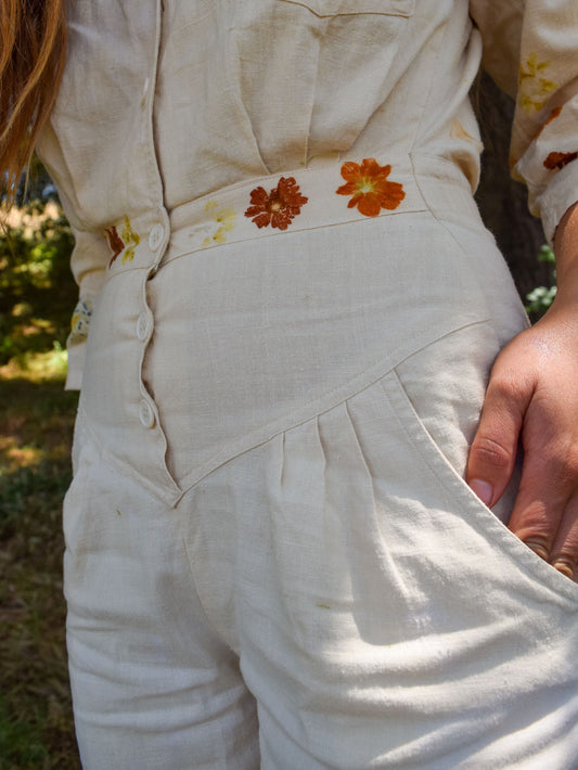 Eco-Printed Utility Jumpsuit