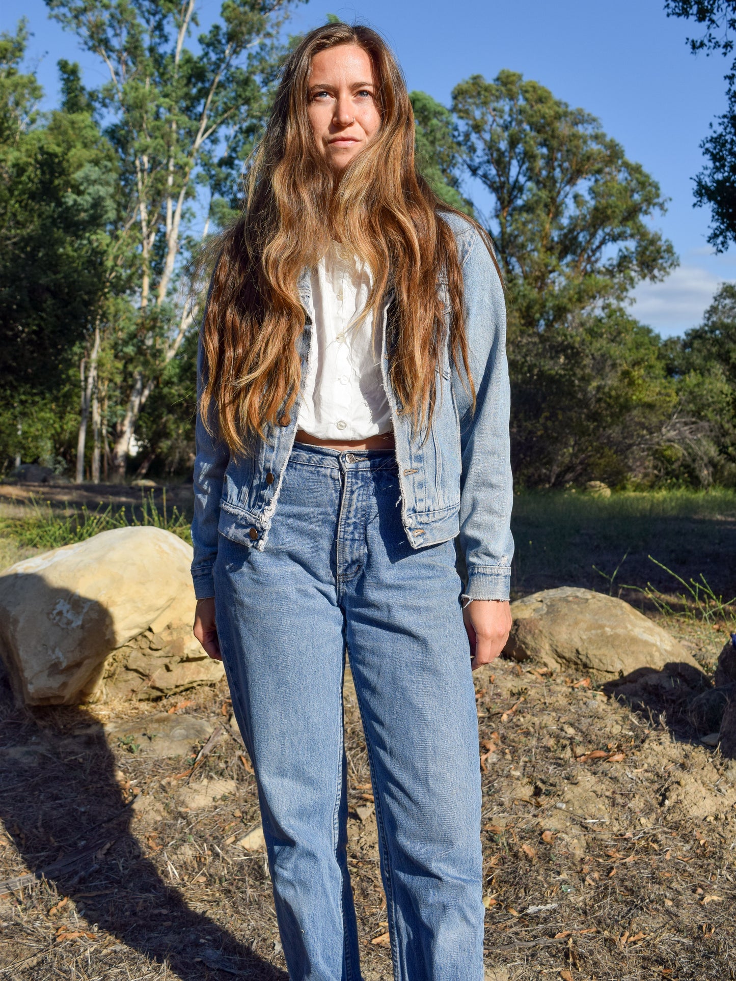 Denim Jacket with Eco-Printed Patch