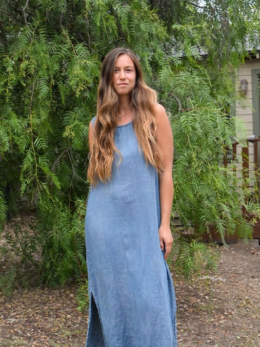 Indigo & Logwood Soft Linen Dress