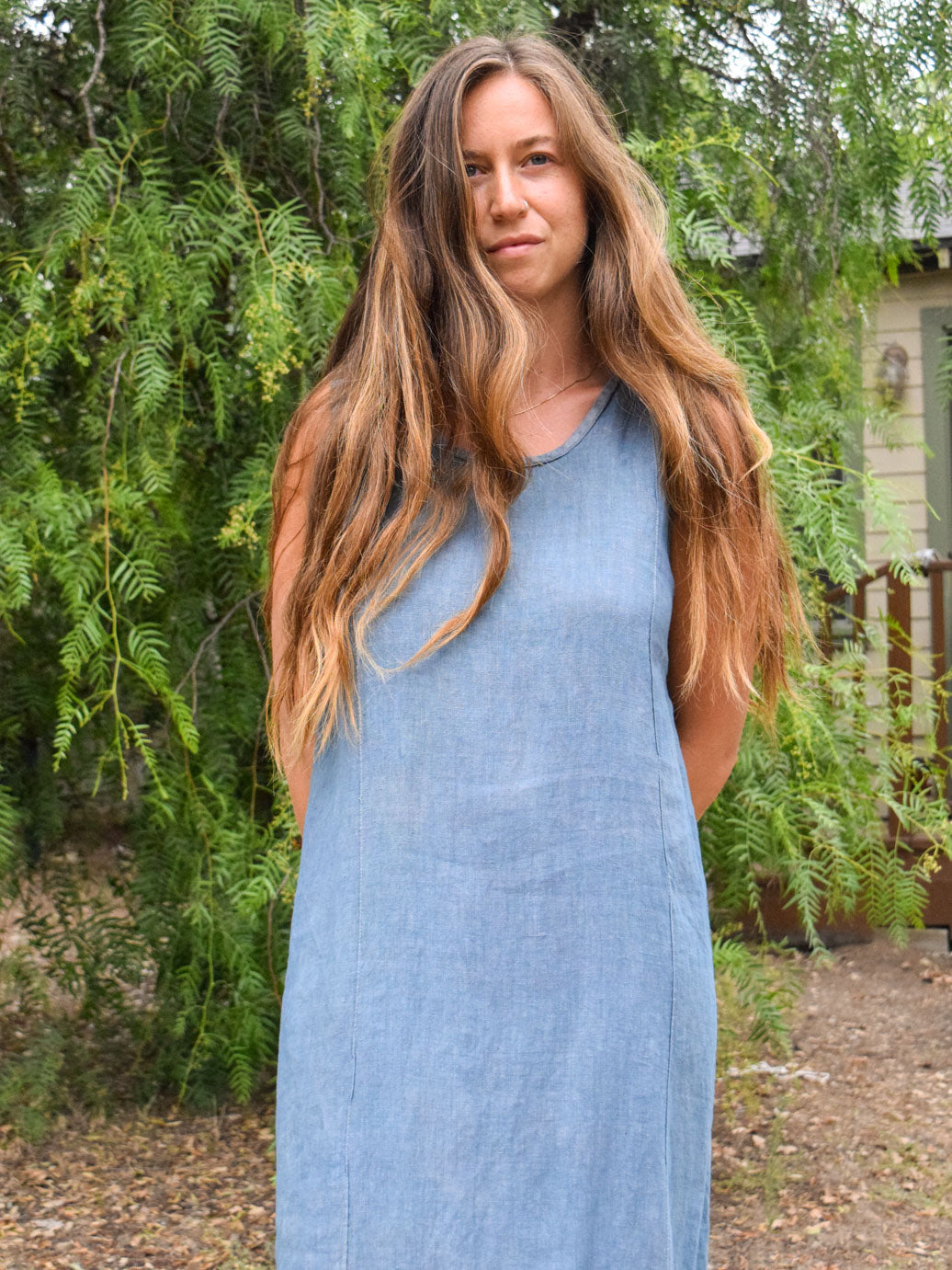 Indigo & Logwood Soft Linen Dress
