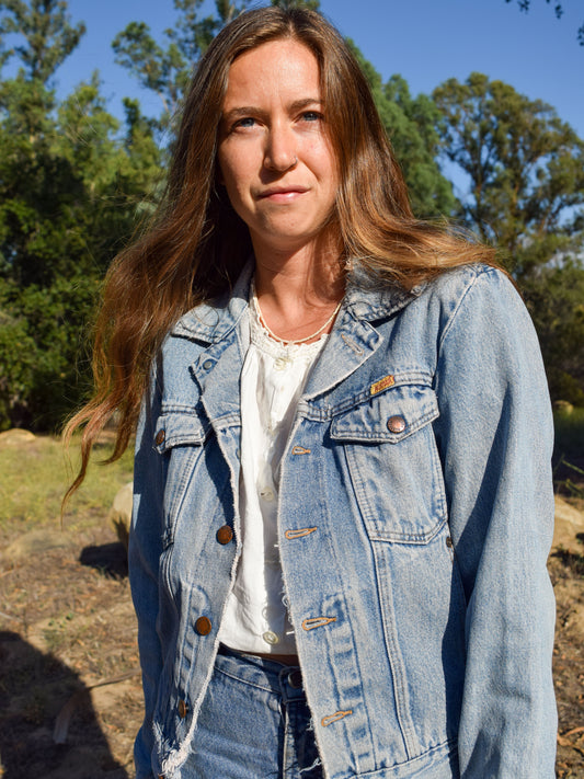 Denim Jacket with Eco-Printed Patch