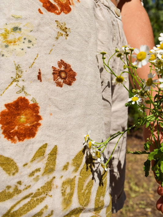 Eco-printed Linen Shorts