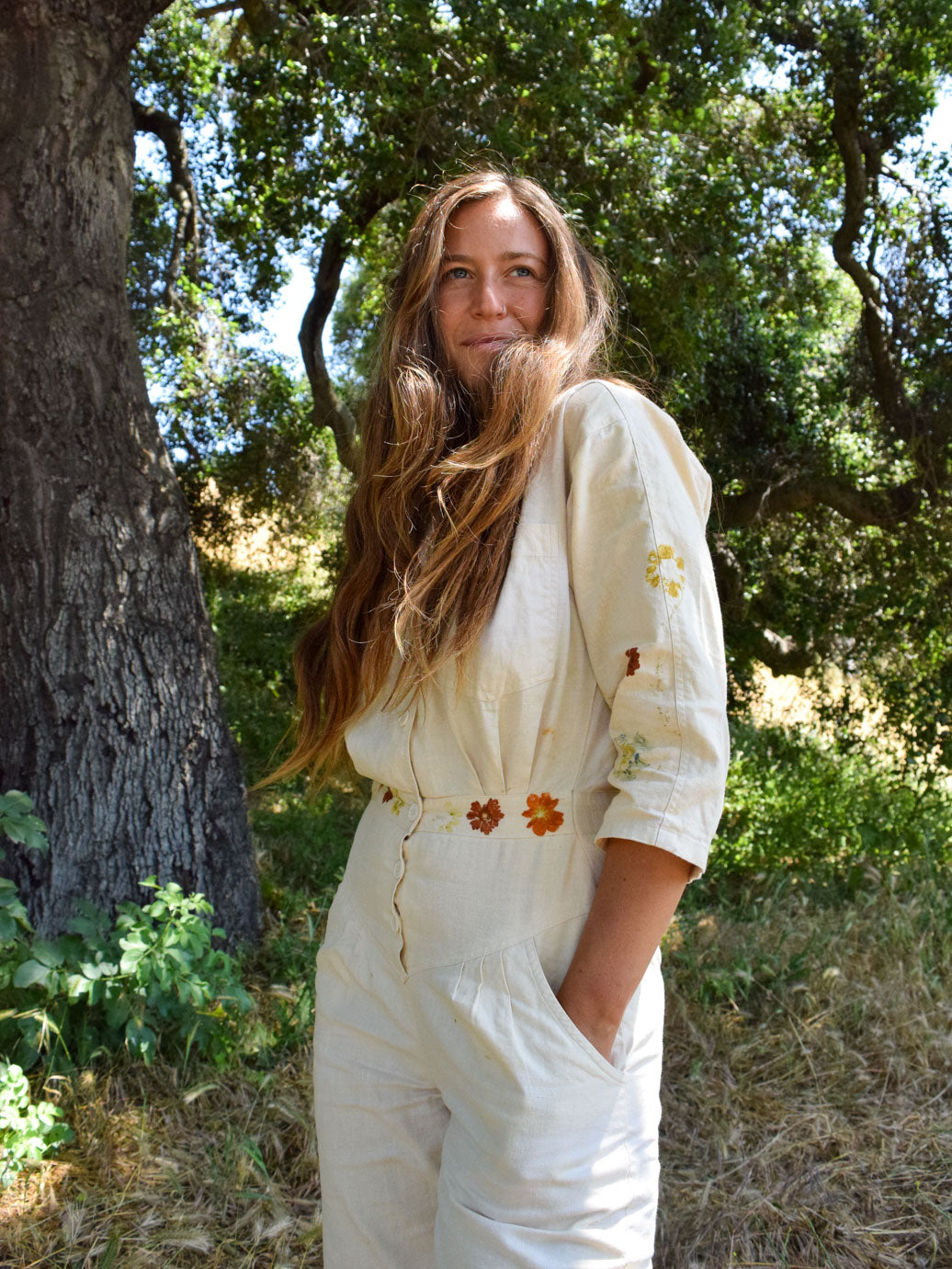 Eco-Printed Utility Jumpsuit