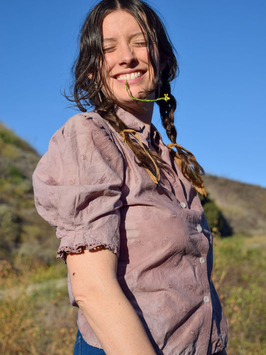 Cutch & Logwood Eyelet Puff Sleeve Blouse