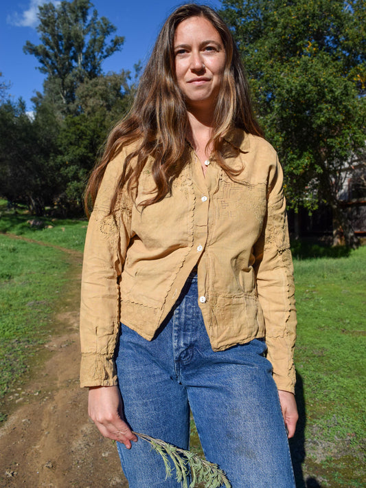Marigold & Chesnut Embroidered Patch Blouse