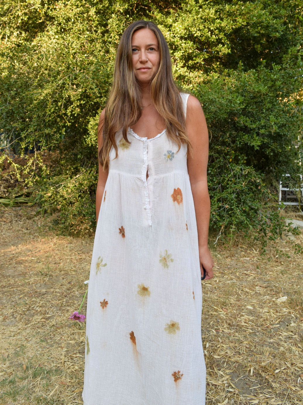 cotton gauze dresses Flower Hammered Pink Cotton Gauze Dress – Rootedbotanics