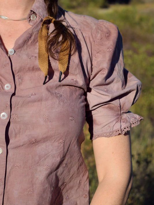 Cutch & Logwood Eyelet Puff Sleeve Blouse