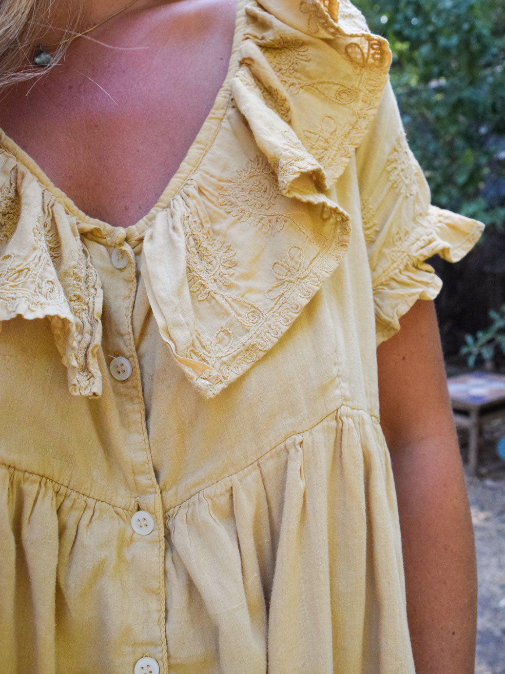 Pomegranate Cotton Gauze Mini Dress