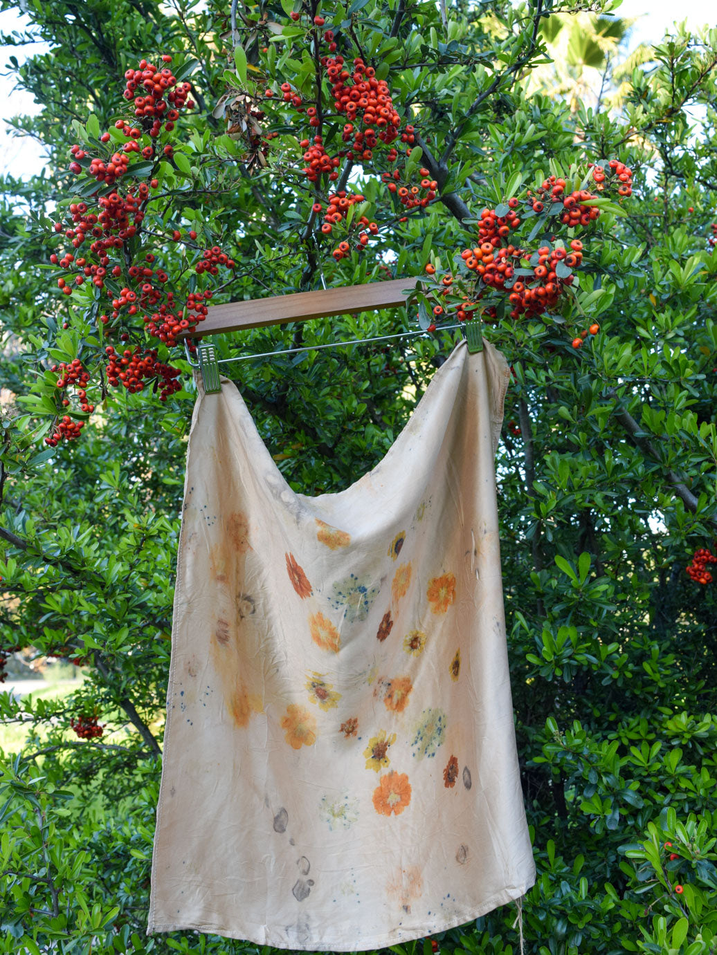 Cutch Dyed Eco-printed Silk Scarf