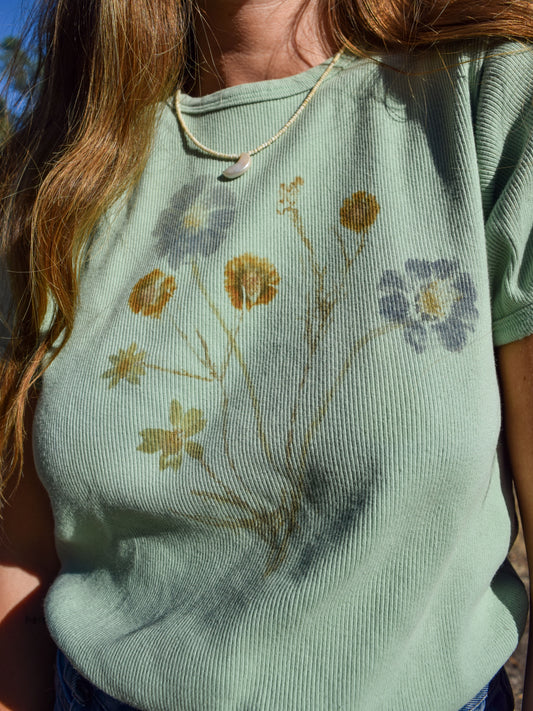 Flower Hammered Rib Knit Top