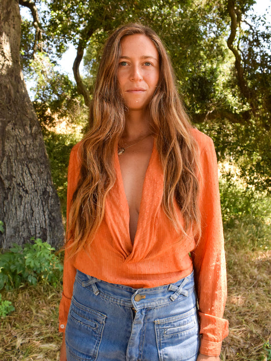 Madder Silk Deep Neckline Blouse