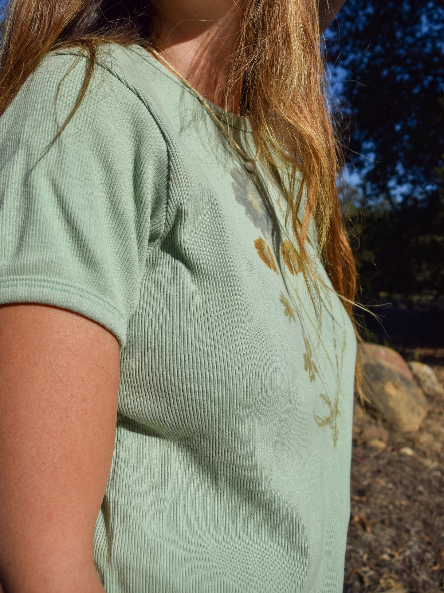 Flower Hammered Rib Knit Top