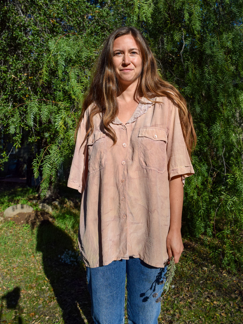 Lac & Cutch Silk Laura Ashley Lace Collared Blouse